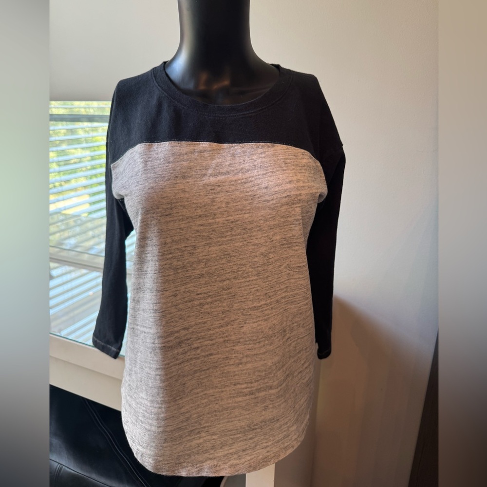 J. Crew Black and Gray Long Sleeve Tee